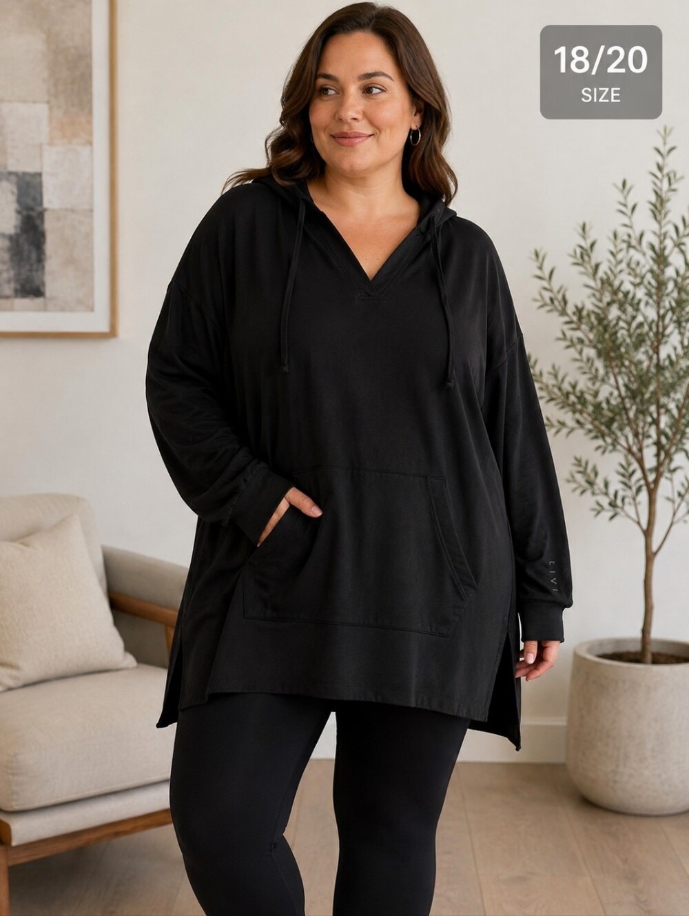 LIVI Lane Bryant Plus Size Black Hooded Pullover Sweater 18-20